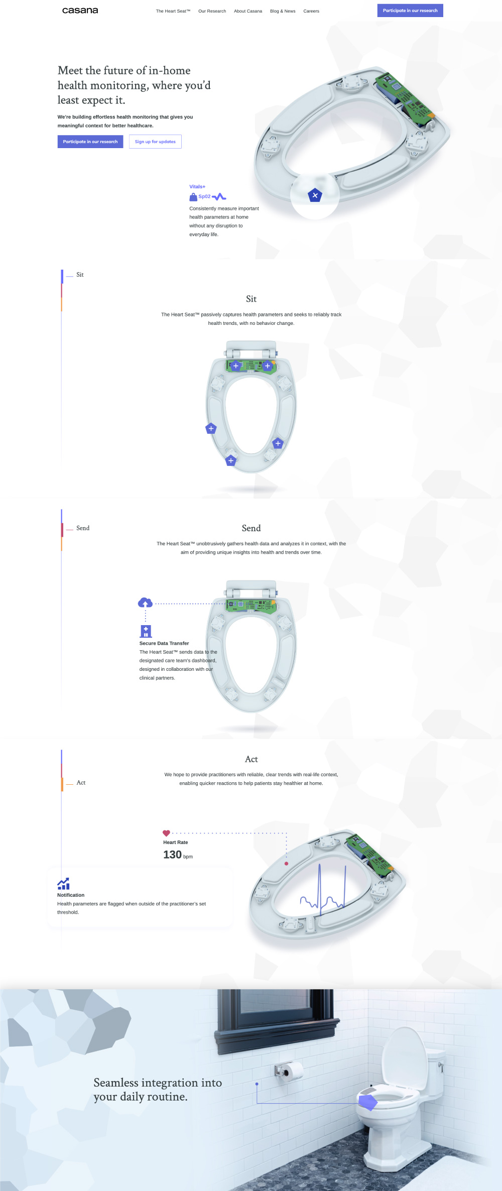 Design for the animated section of the Casana homepage